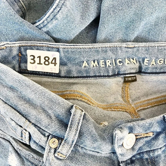 American Eagle Stretch Womens Ankle Jeans 2 R Denim Distressed Straight Leg - Picture 2 of 8